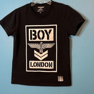 Boy London heavy weight t-shirt w/ hologram brand on the hem.